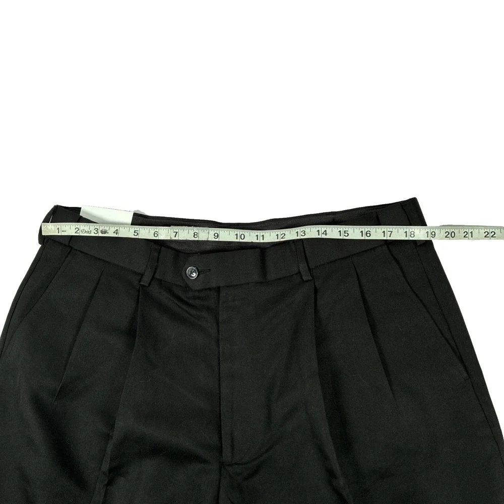New Mens Savane Pleated Comfort Waist Chino Pants Size 38x32 Black Microfiber